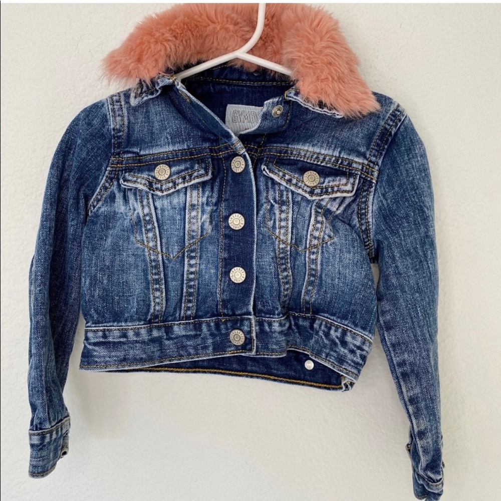 Gymboree Denim Jean Jacket with pink faux fur coll